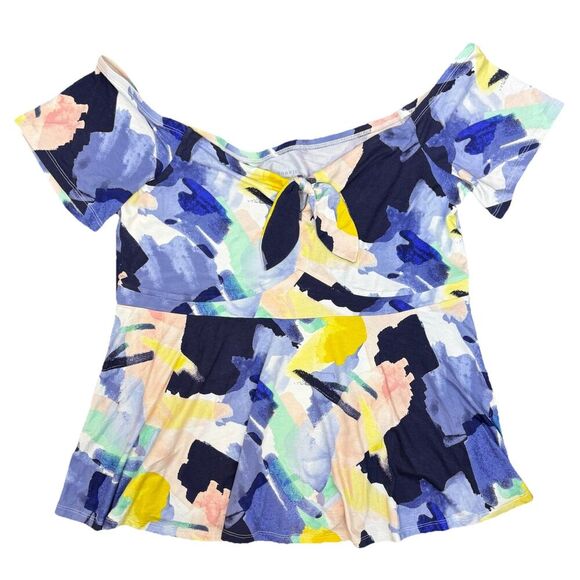 Torrid Super Soft Babydoll Top Size 2X Tie Front Bow Off Shoulder Coquette Artsy - Picture 1 of 6